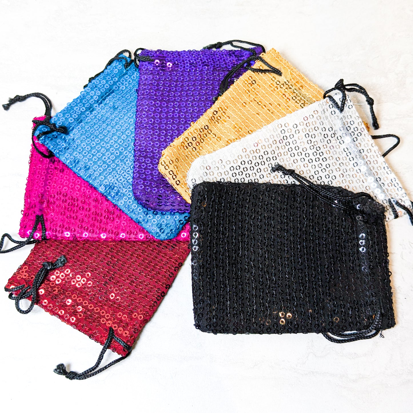 Sequined Mini Drawstring Pouch | Various Colors