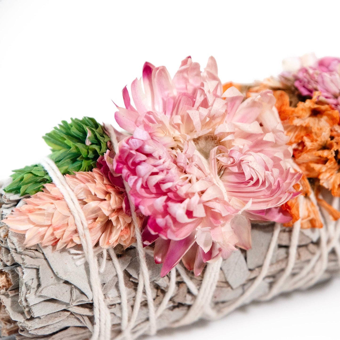 "Sherbet" White Sage + Flowers Burn Wand