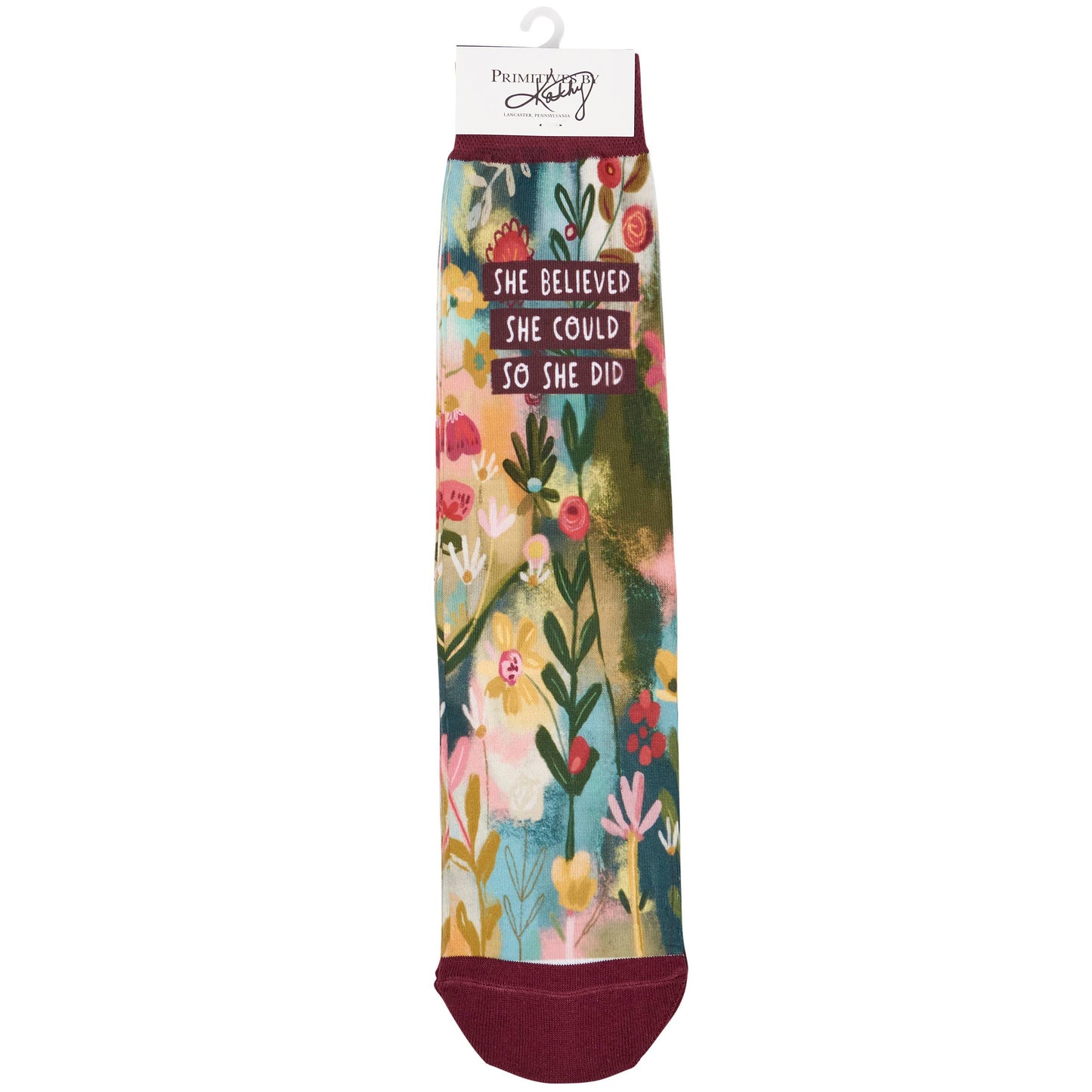 She Believed Socks – Empowering Floral Comfort