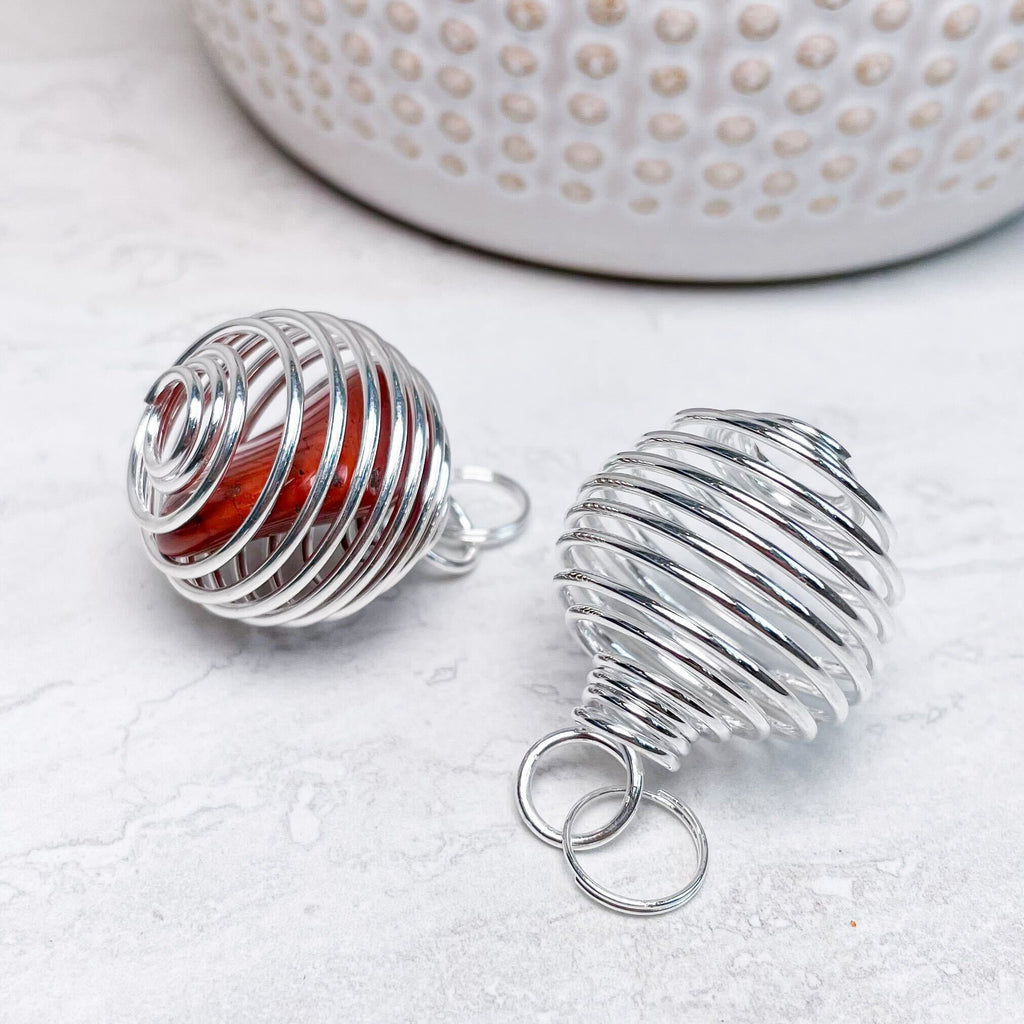 Large Spiral Cage Pendant - Silver