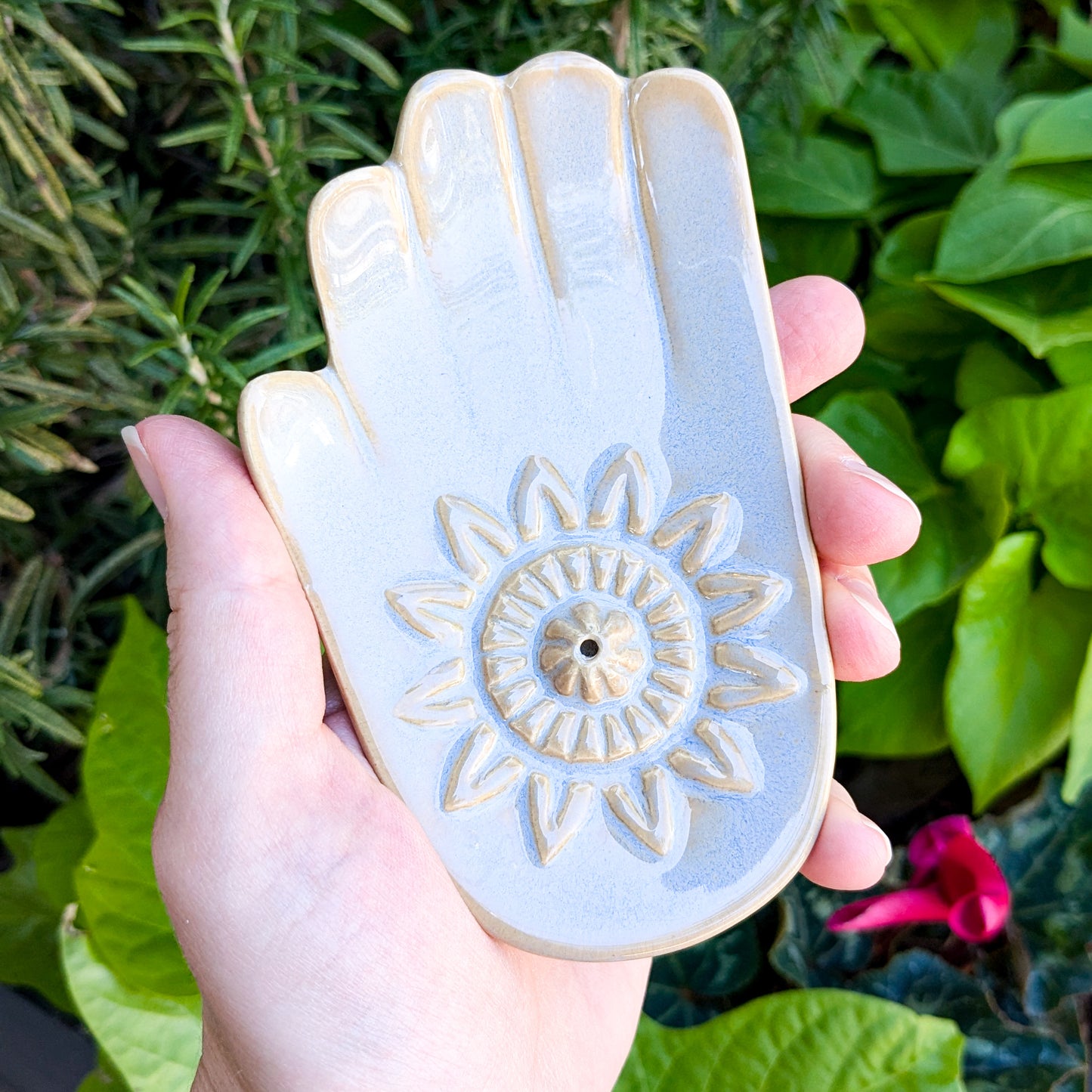 Sun Hand Cermaic Incense Holder
