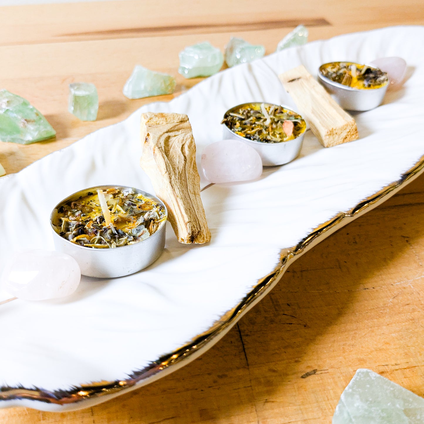 White & Gold Feather Dish