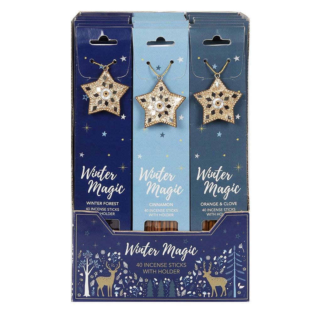 Winter Magic Incense Set | Seasonal Scents with Wooden Holder (40 Sticks)
