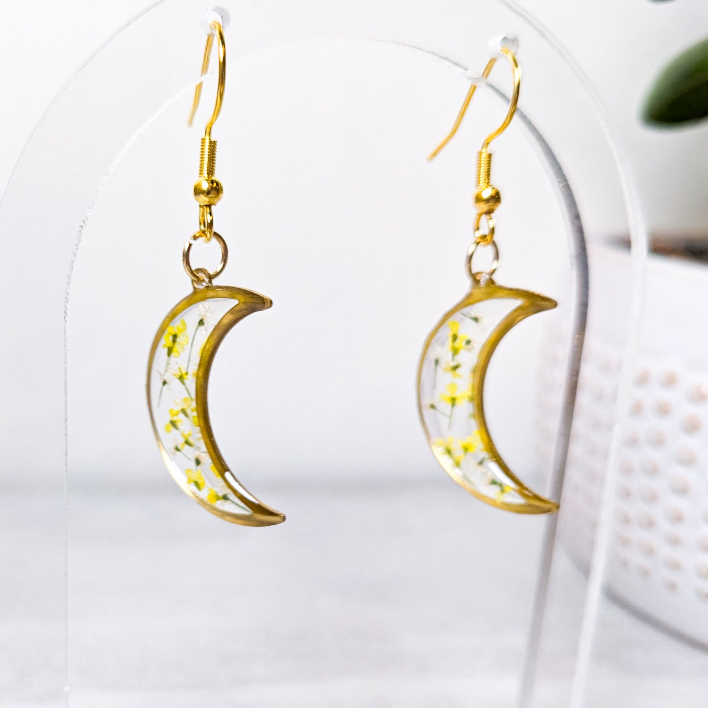 Pressed Flower and Mushroom Earrings