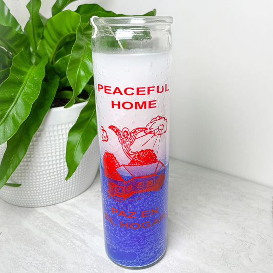 Peaceful Home White/Blue 7 Day Candle