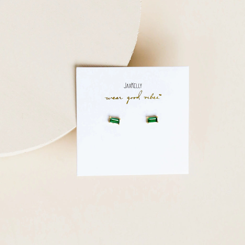 Emerald Baguette Earrings | Jax Kelly