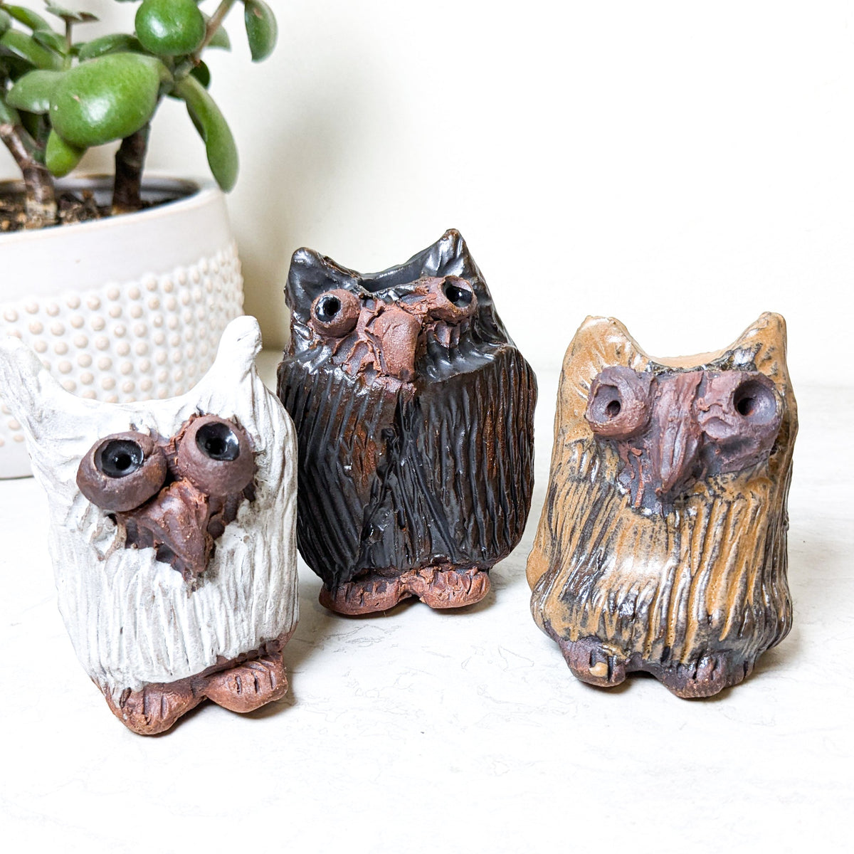 Handmade ceramic wise owl incense holder by local artist Cate Tylor