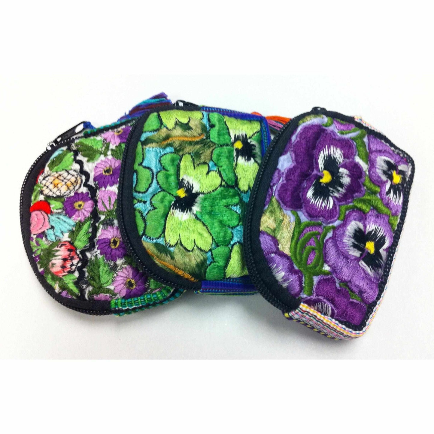 Up-cycled Half Moon Huipil Lipstick/Coin/Card Bag - Guatemala: Small