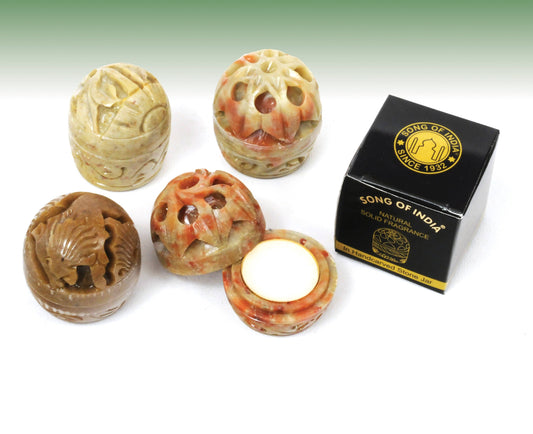 Sandalwood Solid Perfume in Hand Carved Stone Jar