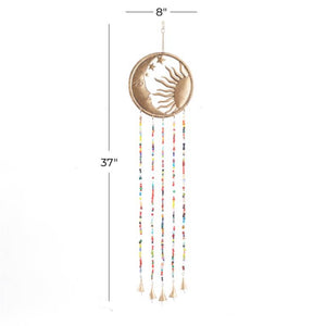 Metal Moon Sun Wind Chime with Bells