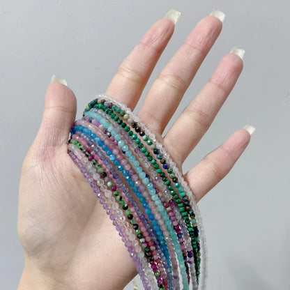 Multi-Faceted Crystal Bead Necklace – Tourmaline, Moonstone & Lepidolite