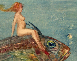 Woman riding a fish print | Xavier Martinez