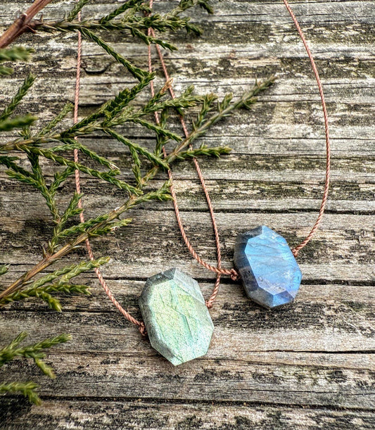 Labradorite Octagon Cord Necklace