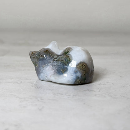 Polished sleeping cat ocean jasper, 1", crystal carving, view 10, at Ordinary Magic in Savannah, GA.