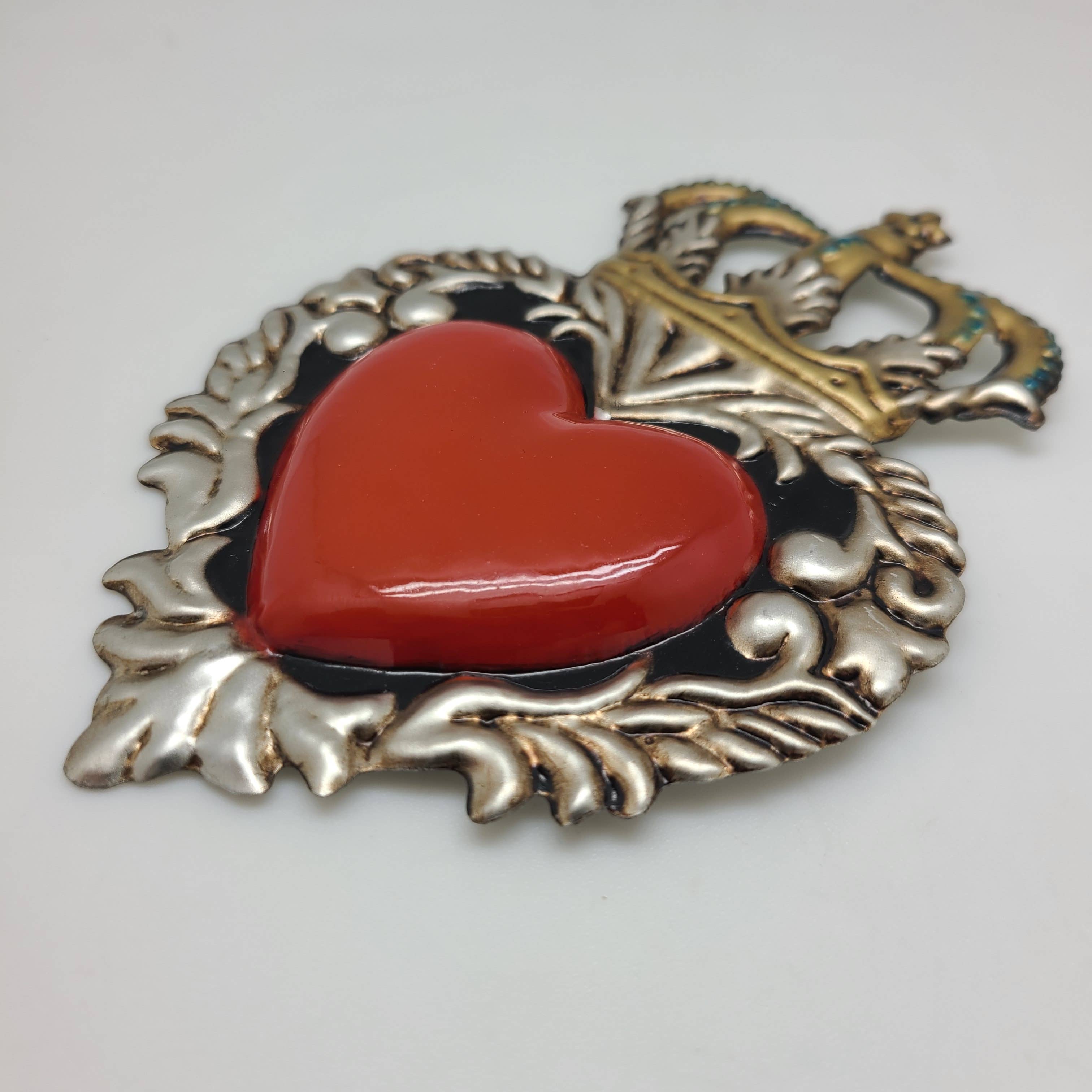 Hand-Painted Mexican Tin Heart