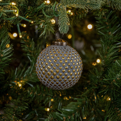 Gold & Grey Kugel Ornament – 3" Mystical Décor