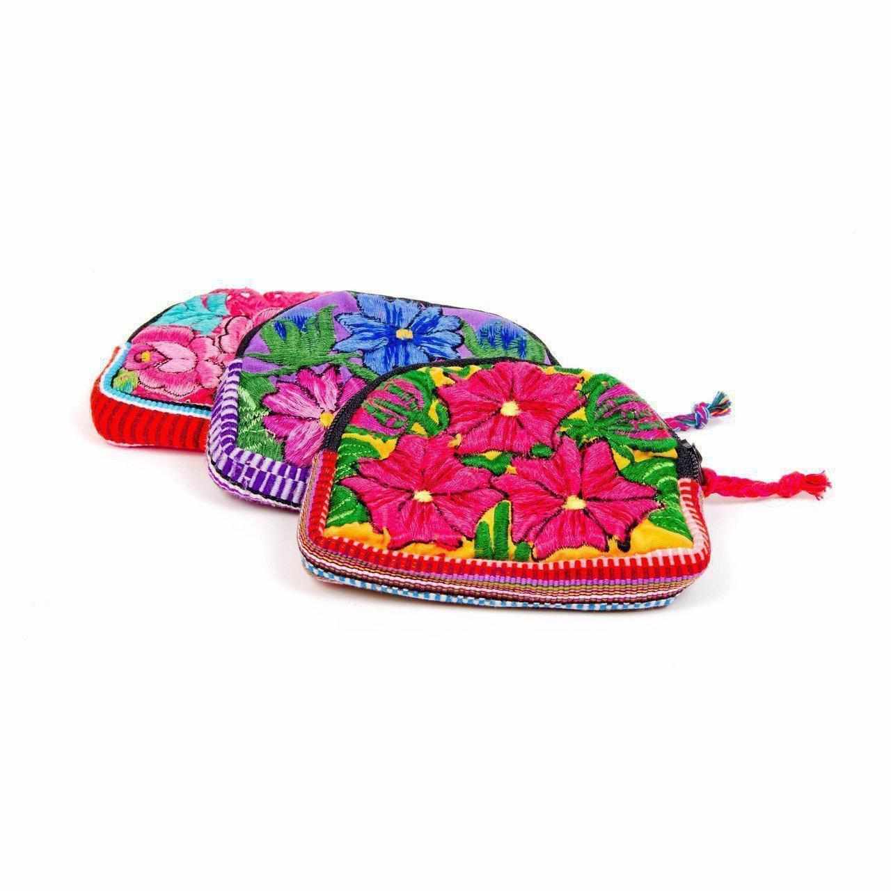 Up-cycled Half Moon Huipil Lipstick/Coin/Card Bag - Guatemala: Small