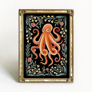 Octopus Art Print Folk Decor | Various Sizes