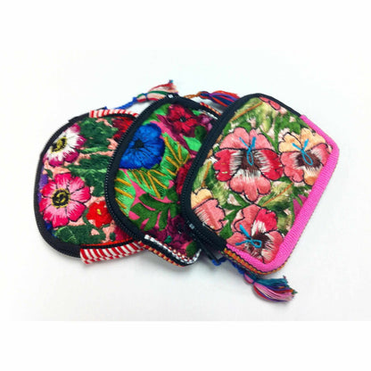 Up-cycled Half Moon Huipil Lipstick/Coin/Card Bag - Guatemala: Small