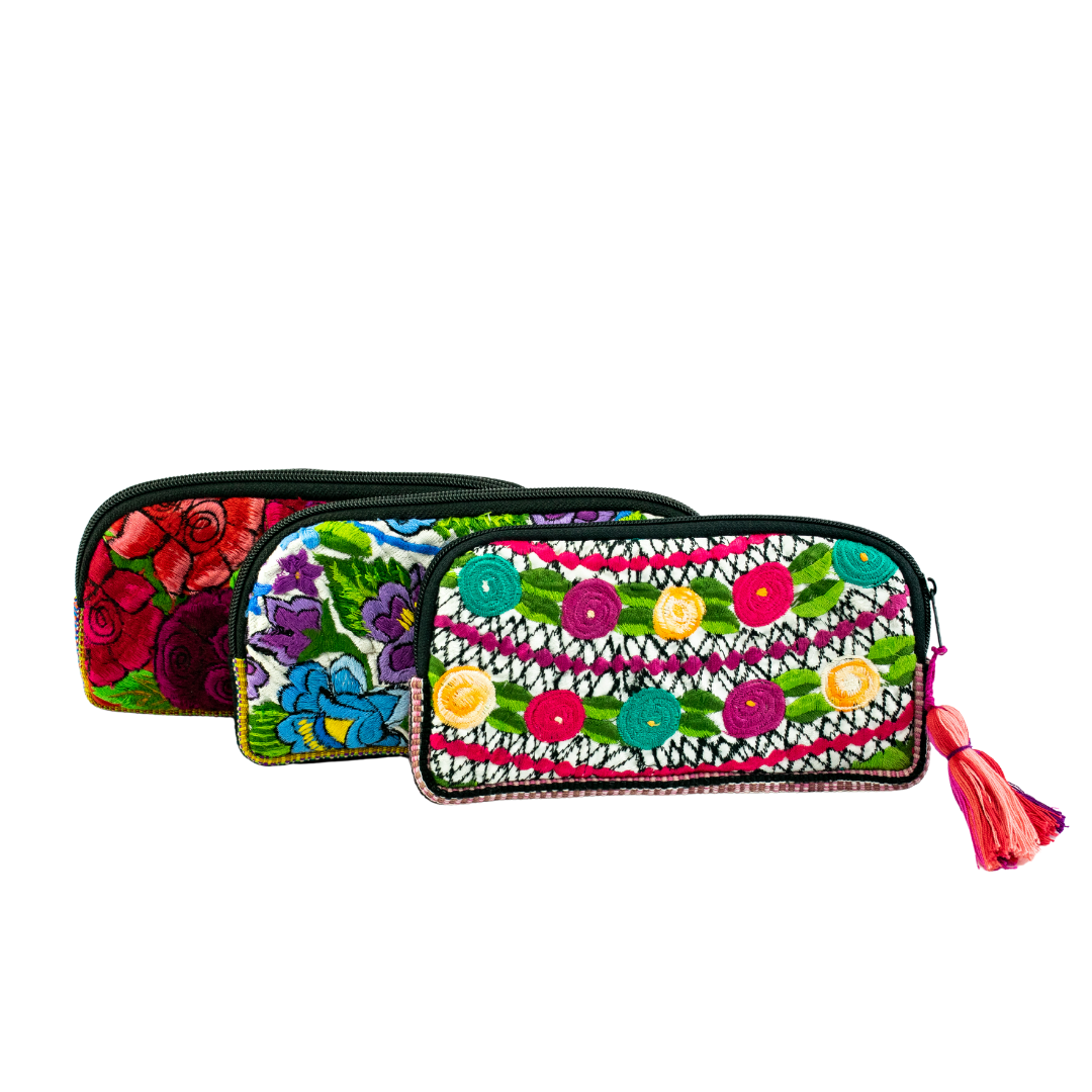 Up-cycled Half Moon Huipil Lipstick/Coin/Card Bag - Guatemala: Small