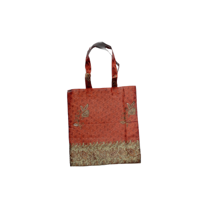 Upcycled Sari Gift Bag with Handle | 11" x 12" Reusable Handmade Fabric Bag from India