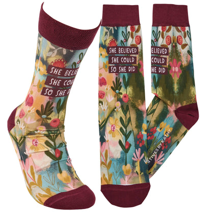 She Believed Socks – Empowering Floral Comfort
