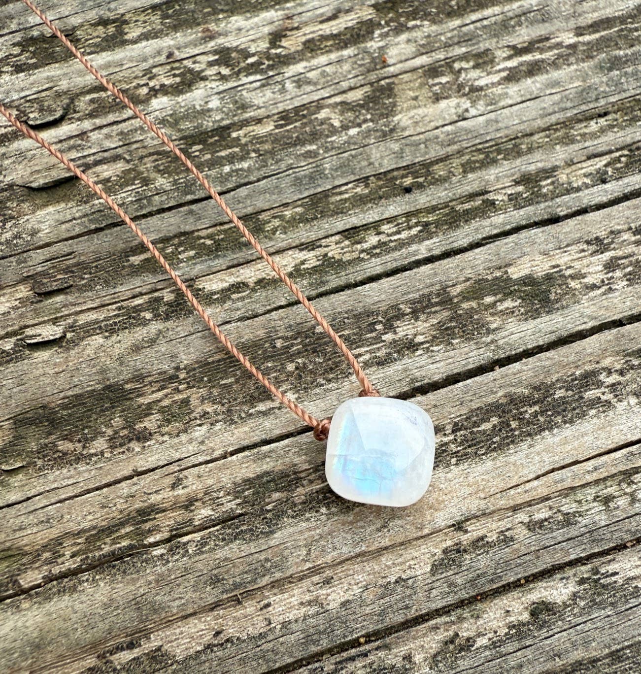 Moonstone Cushion Cut Diamond Necklace