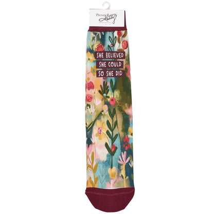 She Believed Socks – Empowering Floral Comfort
