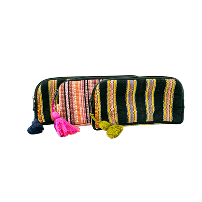 Up-cycled Half Moon Huipil Lipstick/Coin/Card Bag - Guatemala: Small