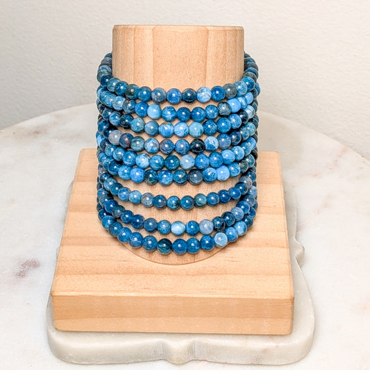 4-6mm Blue Apatite Crystal Bead Bracelet