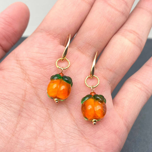 Glazed Persimmon Dangle Earrings