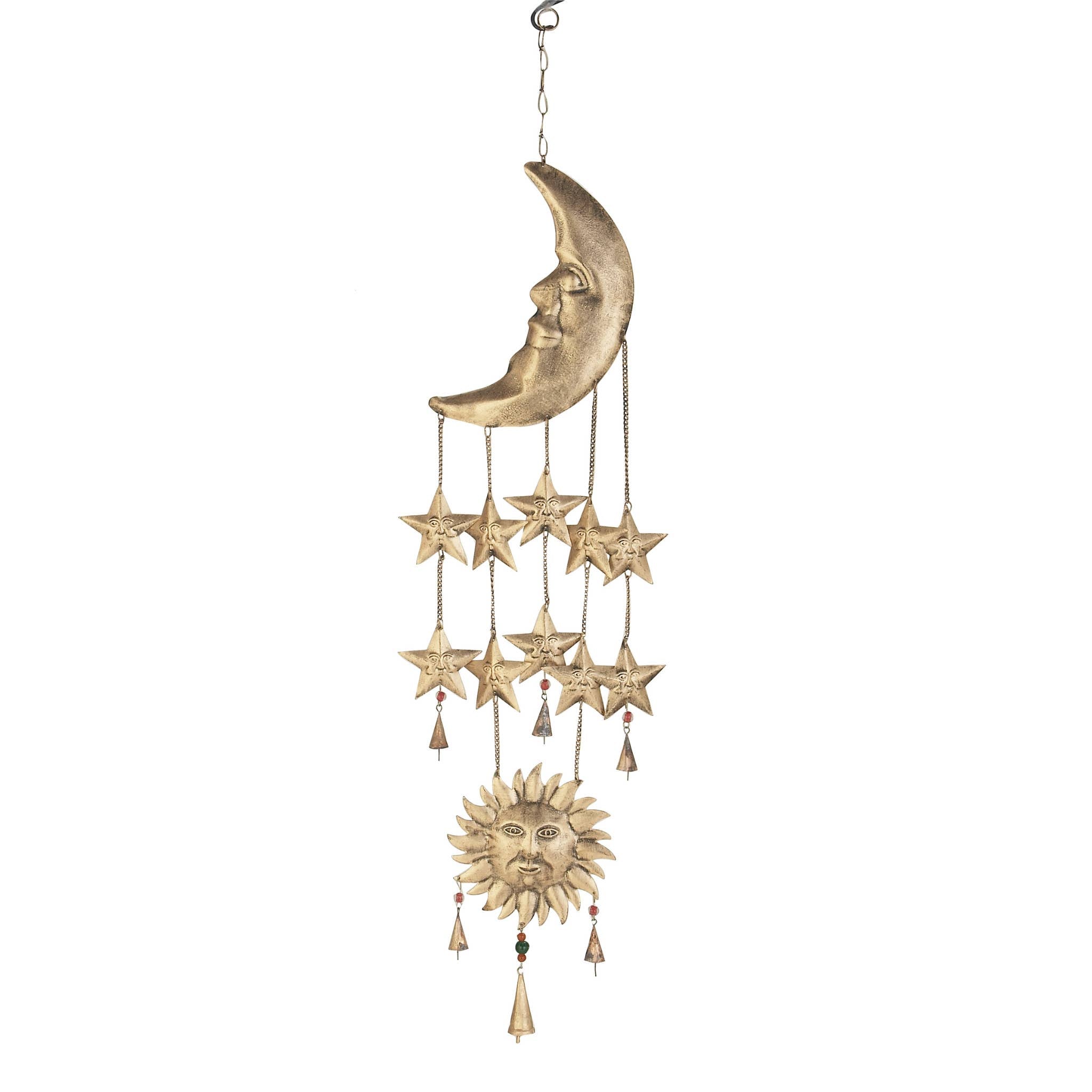 Metal Moon Windchime with Sun and Stars