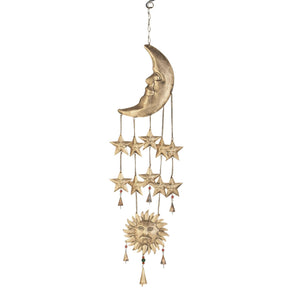 Metal Moon Windchime with Sun and Stars