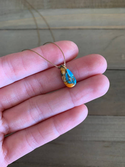 Copper Oyster Turquoise Teardrop Necklace