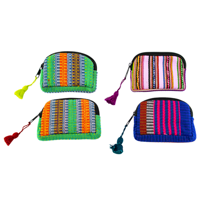 Up-cycled Half Moon Huipil Lipstick/Coin/Card Bag - Guatemala: Small