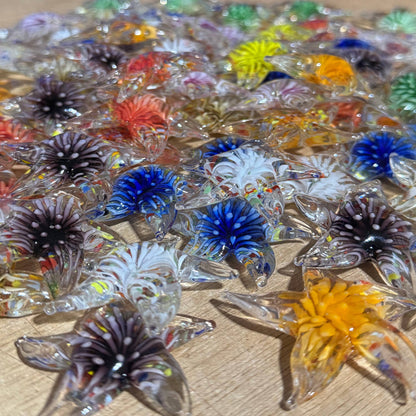 Floral Glass StarFish Talisman in Rainbow Colors