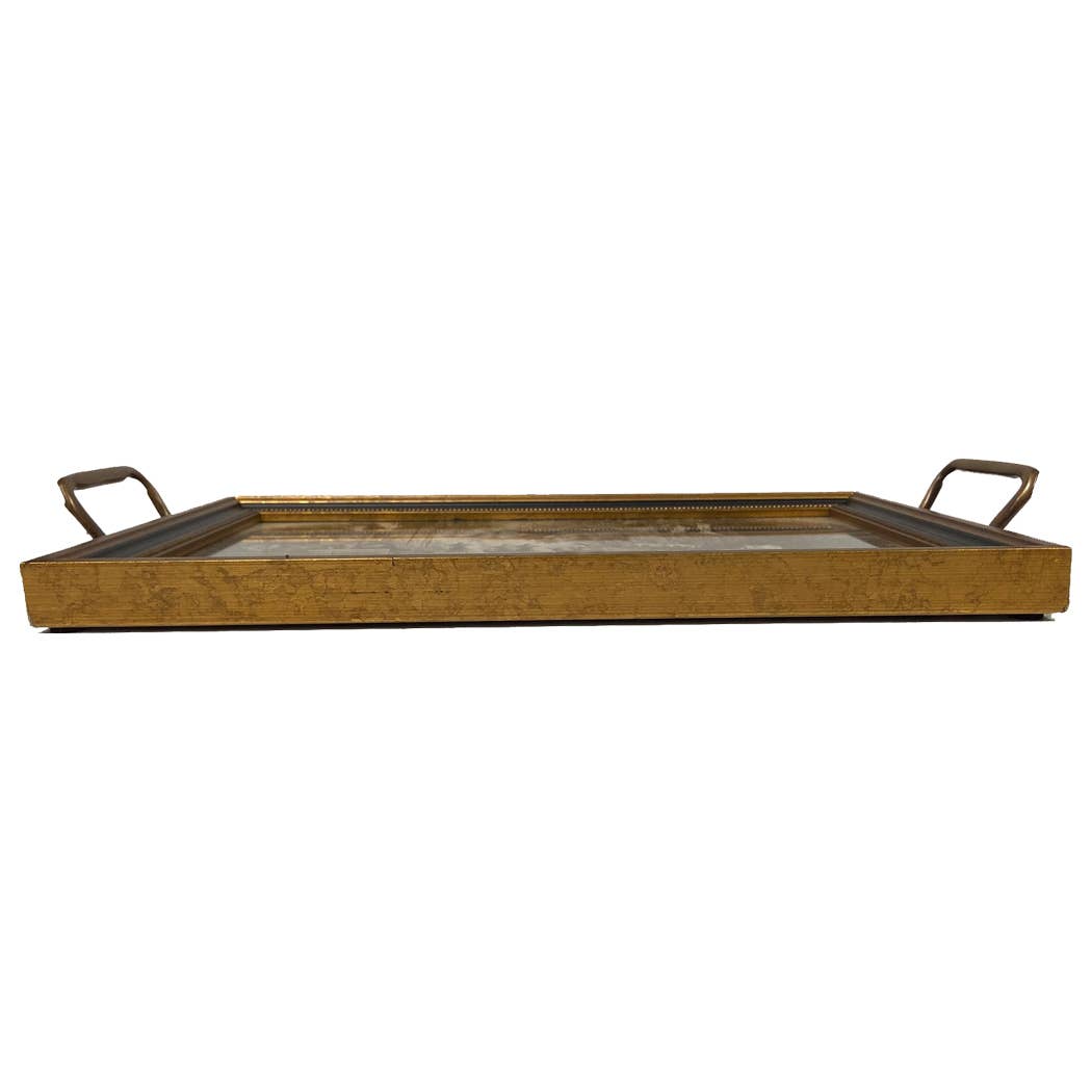 Two White Swans Decorative Tray with Brass Handles: Large