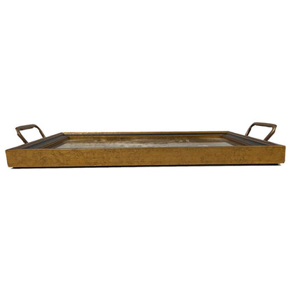 Two White Swans Decorative Tray with Brass Handles: Large