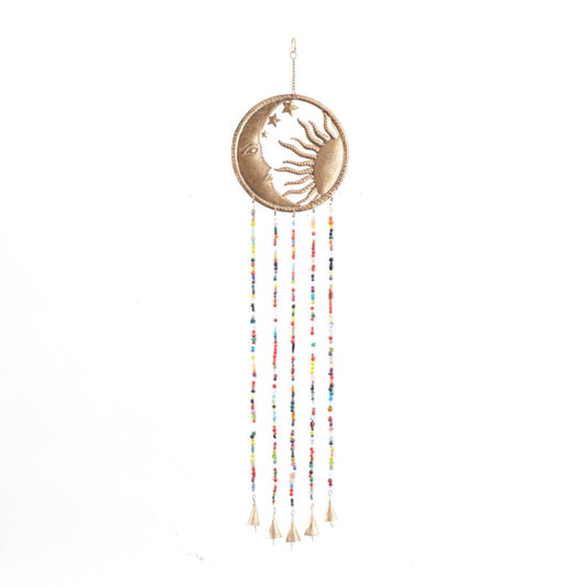 Metal Moon Sun Wind Chime with Bells