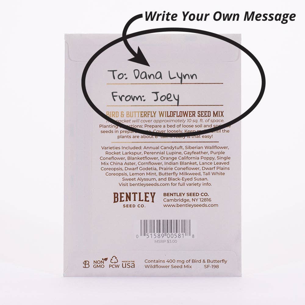 Merry Christmas Wreath of Birds Gift Tag - Bird & Butterfly Wildflower Seed Pack