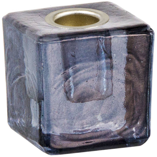 Mini Glass Candle Holder Cube Black