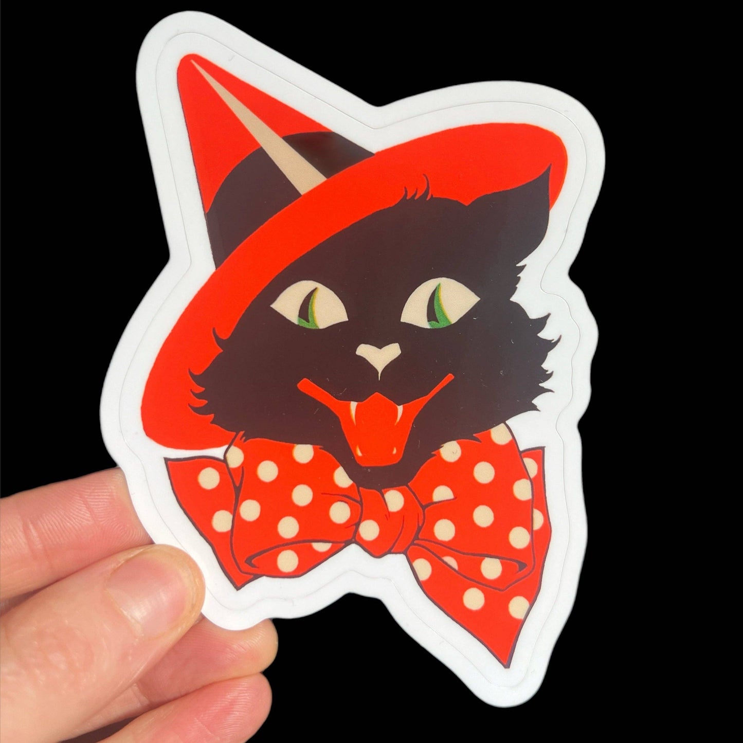 1920s Vintage Cat Witch Halloween Sticker