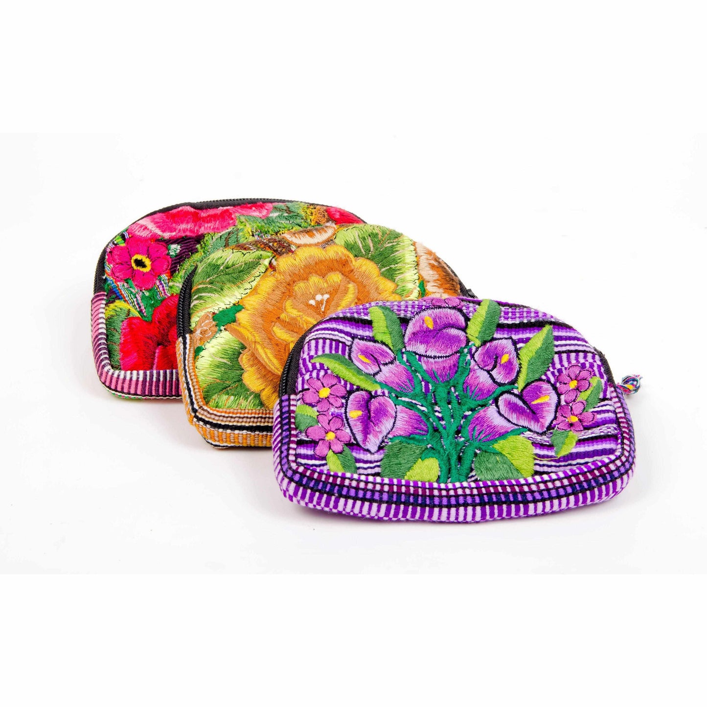 Up-cycled Half Moon Huipil Lipstick/Coin/Card Bag - Guatemala: Small