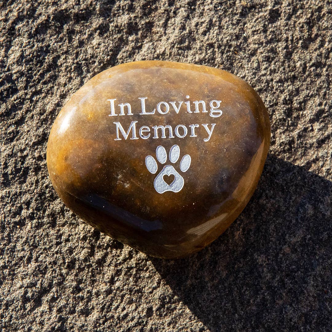 In Loving Memory River Rock - Pawprint