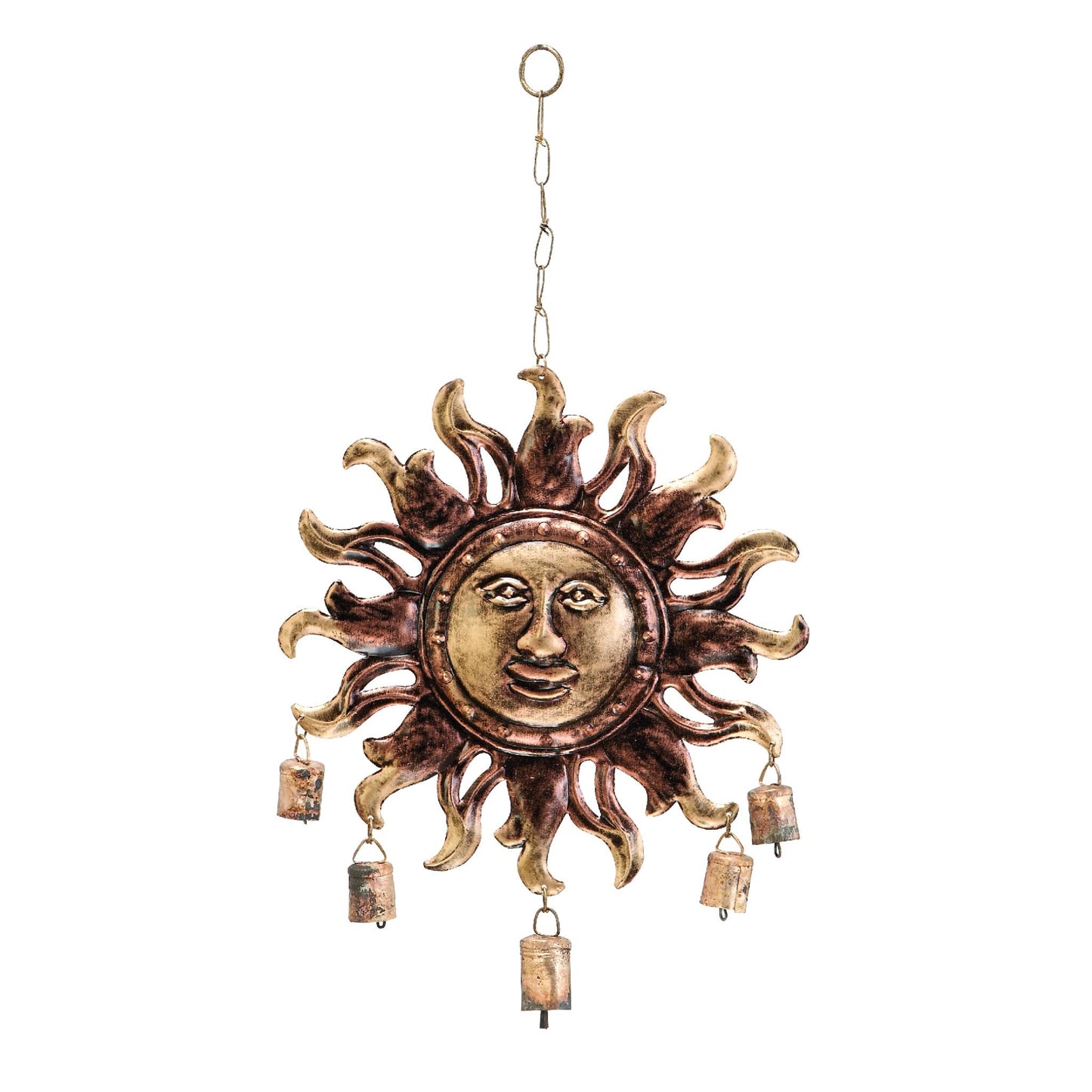 Metal Smiling Sunface Windchime with Bells