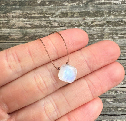 Moonstone Cushion Cut Diamond Necklace