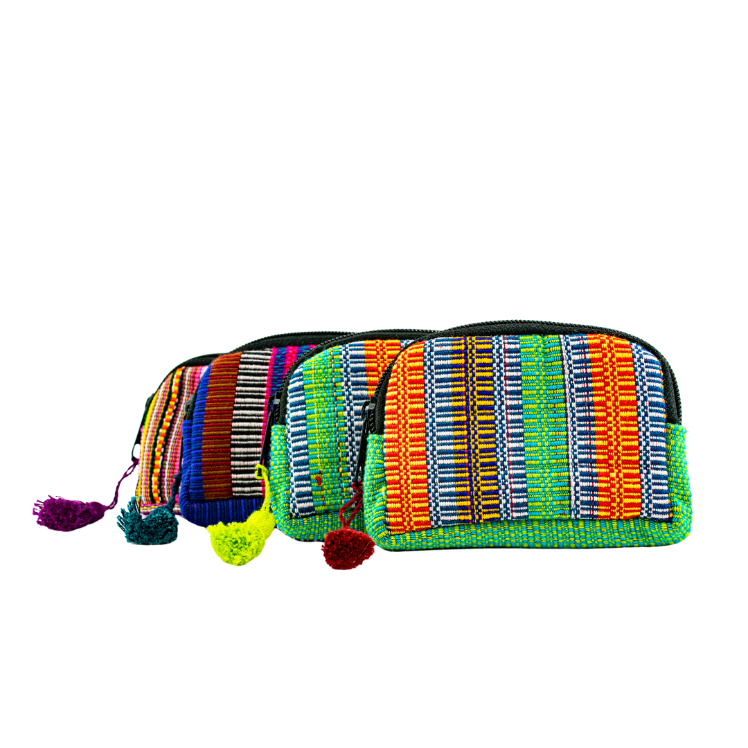 Up-cycled Half Moon Huipil Lipstick/Coin/Card Bag - Guatemala: Small