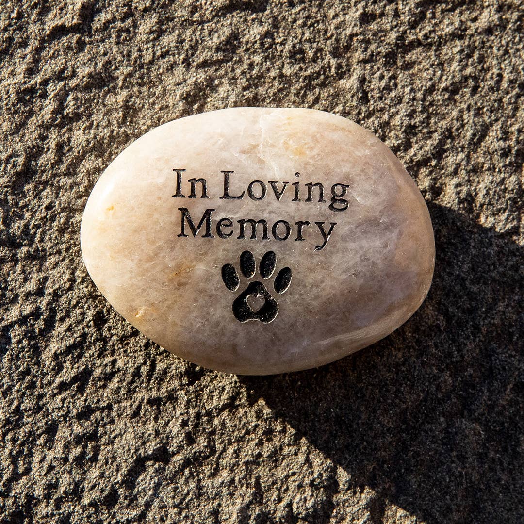 In Loving Memory River Rock - Pawprint
