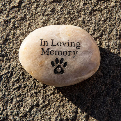 In Loving Memory River Rock - Pawprint