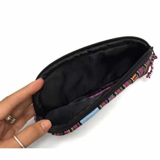 Up-cycled Half Moon Huipil Lipstick/Coin/Card Bag - Guatemala: Small